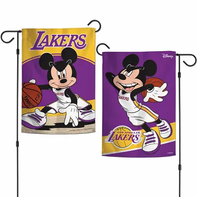 Los Angeles Lakers Mickey Mouse 2 Sided Garden Flag 12 X18  Yard Banner Disney • $16.86