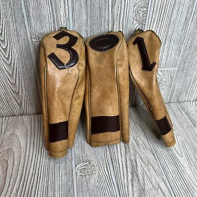 Vintage Leather Headcover Set 1 3 X Replacement Head Cover • $11.72