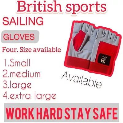 SAILING GLOVES AMARA RED GREY YACHTING BOATING  Large • £8.99