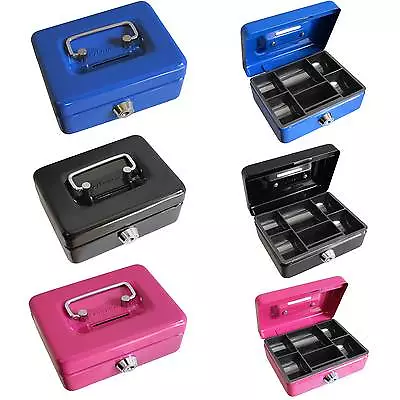 £8.99 • Buy 4inch Small Key Lock Petty Cash / Piggy Bank Money Box / Pot Safe Coin Slot Kids