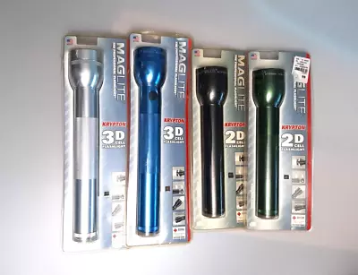  MAG-LITE LOT OF 4: New :3D Blue:3D Silver :2D Black :2D Green :All Sealed • $99