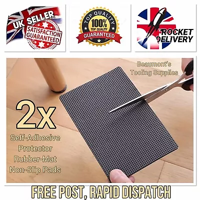 2x XL Self-Adhesive Protector Rubber-Mat Non-Slip Pads Chair Leg Sofa Table Feet • £5.99