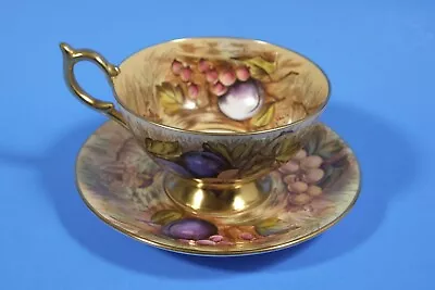Vintage Aynsley Orchard Gold Fruit Tea Cup & Saucer Signed By D Jones • $259.99