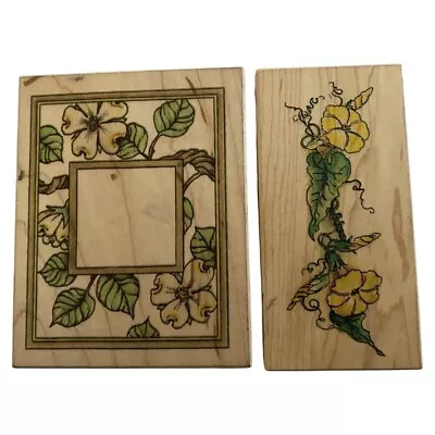 2 Vintage VIP Woodblock/Rubber Crafting Stamps. Flowers. Free Shipping! • $9.05