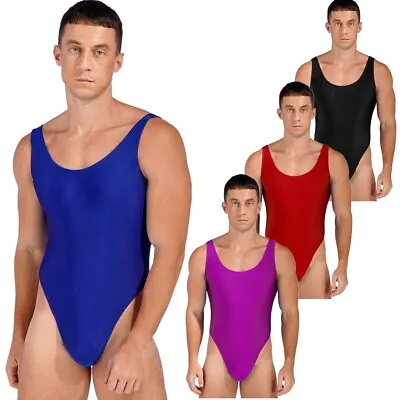 Leotard Compression Undershirts Sexy Jumpsuit Sleepwear Mankini Mens Bodysuit • £5.99