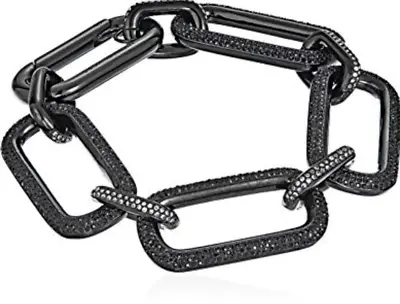 MICHAEL KORS Women's Iconic Links Black Chain Bracelet Crystals MKJ6951001 + BOX • $104.99