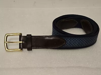 VINEYARD VINES Dark Blue WHALE PATTERN Men's Belt SOLID BRASS Buckle SIZE 42 • $9.50