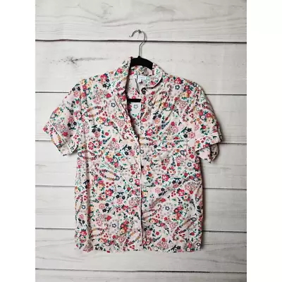 Vera Bradley Womens Lounge Shirt Multicolor Floral Pocket Button Up Pajama Top S • $24