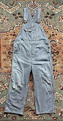 Vintage 40s 50s Penneys Big Mac Sanforized Hickory Striped Overalls Button Fly • $79.99