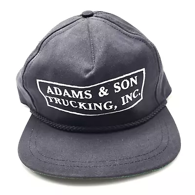 Adams & Son Trucking Company Hat Cap Black Strapback Vintage B302D • $9.89