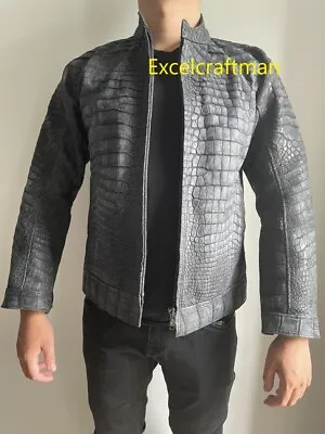 Genuine Crocodile Alligator NUBUCK Leather Skin Jacket Motorcycle Coats For Men • $4200