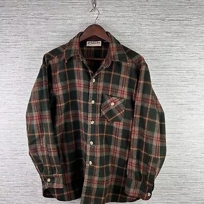 VINTAGE Woolrich Shirt Mens Large Plaid Flannel Wool Button Up Chatham Run 80s • $38.88
