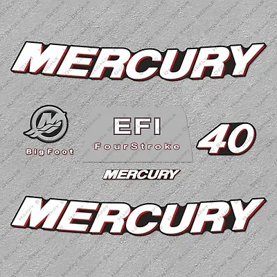 Mercury 40 Hp 4-Stroke EFI Outboard Engine Decals Sticker Set Reproduction 2006 • $49.49