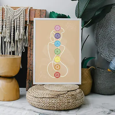 Chakra Line Art Print - A4/A3 Meditation Wall Art On Premium Lustre Paper • £6.99