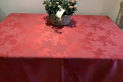 Vintage Red Damask Large Tablecloth 86”l. X68”w Lovely Stylish Tablecloth  • £8