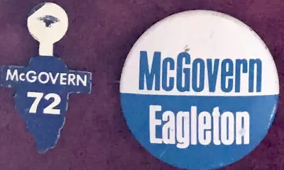 1972 George McGovern Eagleton 2 Pin Lot Democrat For President Button Lapel • $16.25