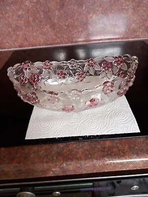 Walther Glass Fruit  Bowl Mikasa Rosella 10  X 5. 5  Pink Roses Vgc • £10