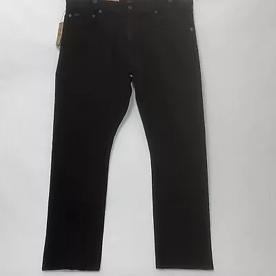 Polo Ralph Lauren Varick Slim Straight Jeans Mens 36X32 Black Cow Leather Patch • $69.95