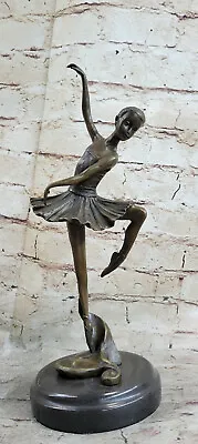 100% Solid Bronze Gorgeous Woman Ballerina Sculpture Marble Base Figurine MILO • $129.50