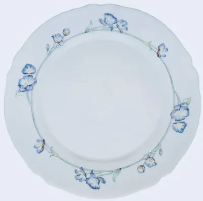 Arcopal France REVELATION Blue Flowers 10.5” Milk Glass Dinner Plate • $11.99