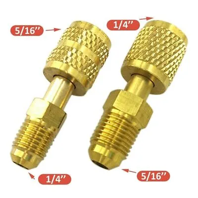 $7.78 • Buy 2pcs 5/16 SAE 1/4 SAE For R410 R32 R22 Gauge Hose Vacuum Pump AC Adapter Brass