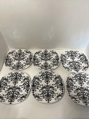 6 Pottery Barn Versailles Black White Chandelier Lace Plates • $75