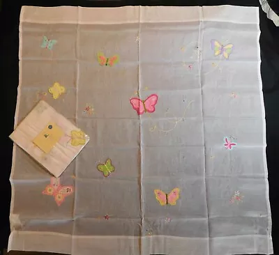 NEW POTTERY BARN KIDS CURTAIN OLIVIA SHEER POLE POCKET BUTTERFLY 44  X 44  • $40