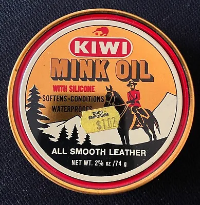 Vintage 2 5/8 Oz KIWI All Smooth Leather Mink Oil TIn • $14.95