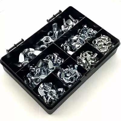 170 Assorted Piece Metric Zinc Butterfly Wing Nuts M4 M5 M6 M8 M10 M12 Kit • £17.69