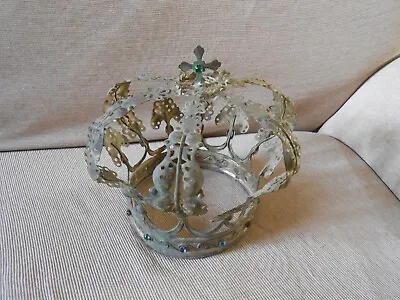 ANTIQUE BRASS MADONNA TIARA DIADEME STATUE OF THE CROWN XIX Th • $540