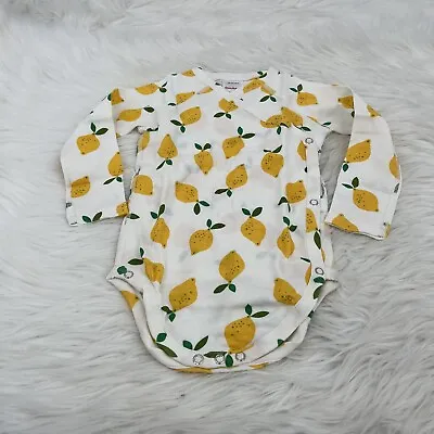 NEW HANNA ANDERSSON Organic Crossover Bodysuit Lemonade Lemon Print Size 2T 85 • $22.79