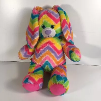 £9.95 • Buy Build A Bear Rainbow Multicoured Striped Bunny Rabbit Teddy Plush Toy