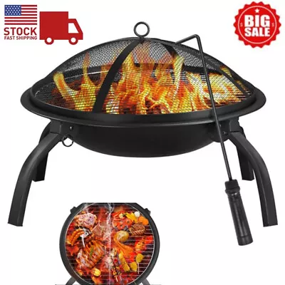 21  Fire Pit Heater Backyard Wood Burning Patio BBQ Stove Fireplace W/Mesh Lid • $90.44