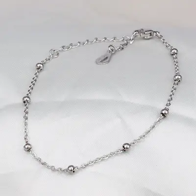Women 6+2  Stainless Steel 18K Rose Gold Silver Beads Bracelet Chain Gift PE14 • $4.95