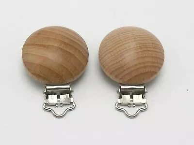 Baby Pacifier Wooden Clips Suspender Soother Infant Round Untreated Beech Wood • $1.75