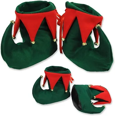 CHRISTMAS Party Costume Accessory Santa's Helper ELF BOOTS Shoes W/ Jingle Bells • $14.39