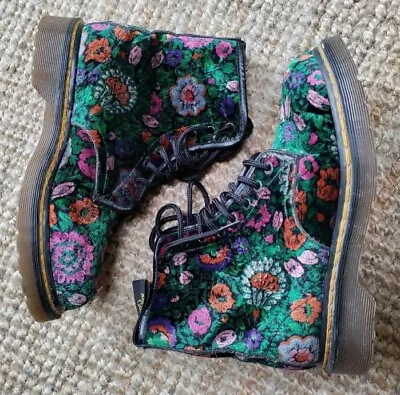 Dr Martens 90s Boots Floral Velvet Made In England Classic Size 39 6 Great Cond • £130