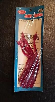 Vintage Mann's Jelly Worms 6  Rubber Bait Lures Red 5-Pak NEW Read DETAILS • $8