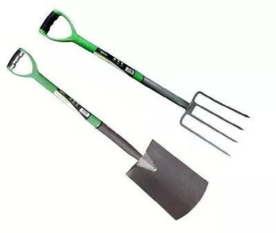 Green Blade Carbon Steel Garden Digging Fork Spade With Plastic Coated D Handle • £11.49