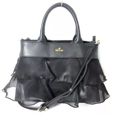 Mary Quant Handbag Shoulder Bag 2Way Lace Frill Black Ladies • £102.12