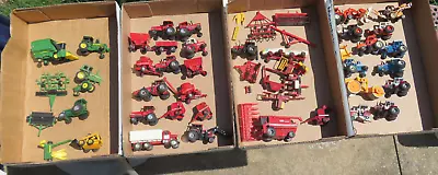 Vintage ERTL Lot Of 51 Pieces 1/64 Scale Farm Implements Tractors Parts Repair • $99