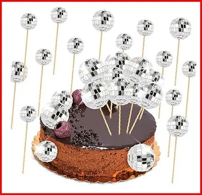 20pcs Disco Ball Cake Toppers1970s Mini Disco Ball Cake Decoration Mirrior Bal • £12.66