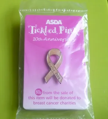 Tickled Pink Breast Cancer Ribbon 10th Anniversary Stud Pin Badge Charity • £1.30