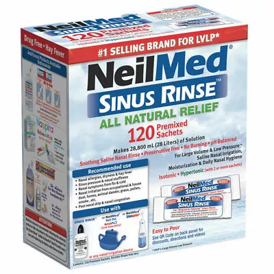 NEW NeilMed Sinus Rinse 120 Premixed Sachets Natural Relief *SEALED IN BOX *MVC* • $27.89