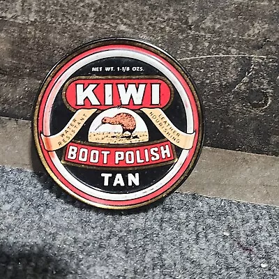 Vintage Kiwi Mid Tan Boot Polish Wax Shoe Polish Advertising Tin Empty Can • $5.99