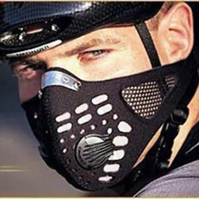 Black Motorcycle Cycling Half Face Mask With Filters Cover Washable Reusable US • $6.99