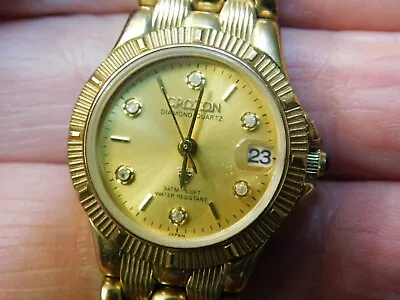 Vintage Women's CROTON Diamond Quartz Watch Gold Tone • $19.99