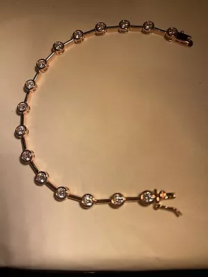 QVC 925 Sterling Silver Rose Gold Plated Diamonique Bracelet 7 Inch 180mm B NEW • £19.95