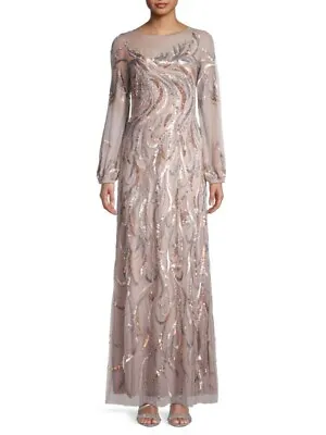 AIDAN MATTOX Sequin-Embellished Gown Illusion Neck Lined Size 2 $595 NWT • $179