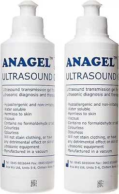 2 X Anagel Fetal Doppler Ultrasound Transmission Gel Bottle-250ml-UK • £5.88